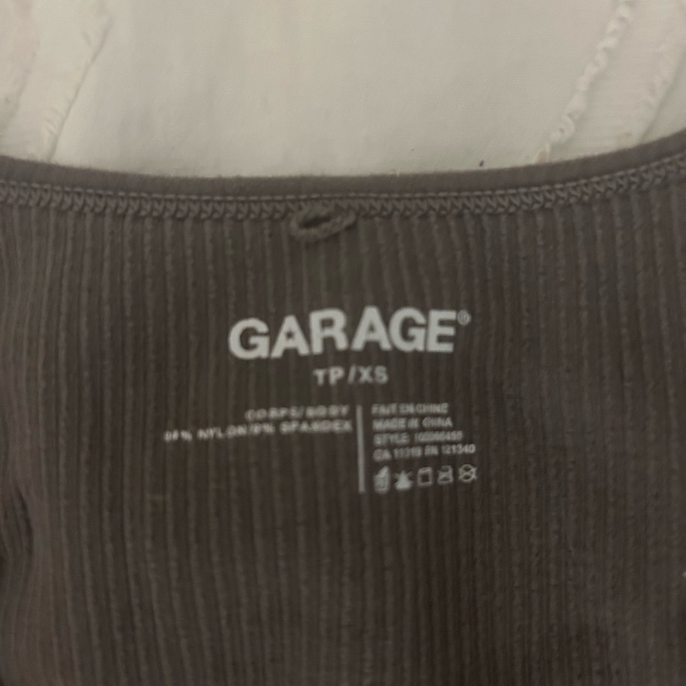 Garage Women's V-Neck Ribbed Crop Tops - Cream, Gray, Dark Grey - Picture 6 of 8